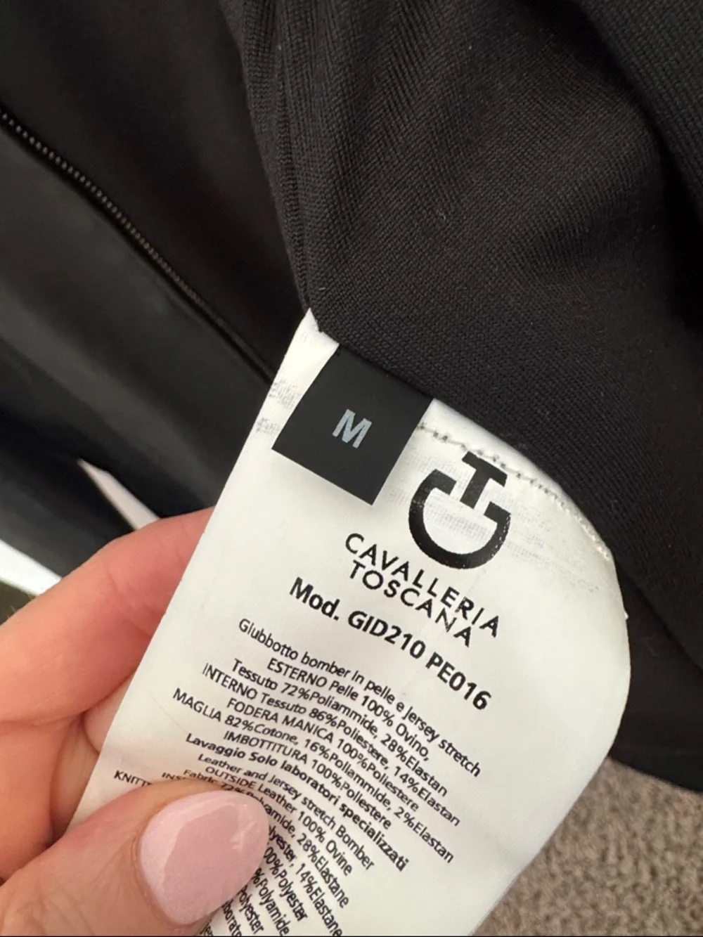 BLACK.  SIZE M. CAVALLERIA TOSCANA LEATHER JERSEY BOMBER - Picture 4 of 4